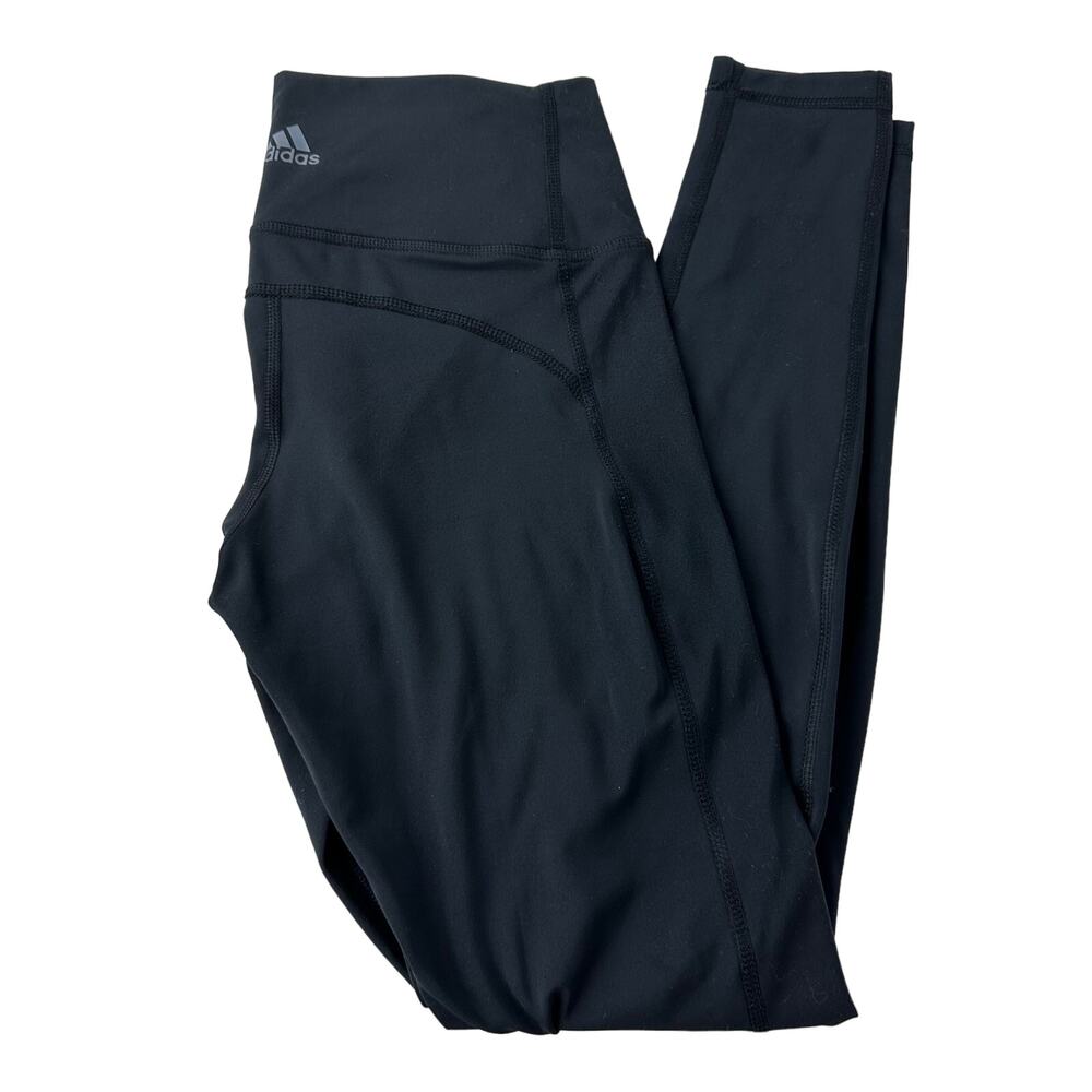 Adidas Womens High Rise Full Length Athletic Activewear Sport Black Leggings XS